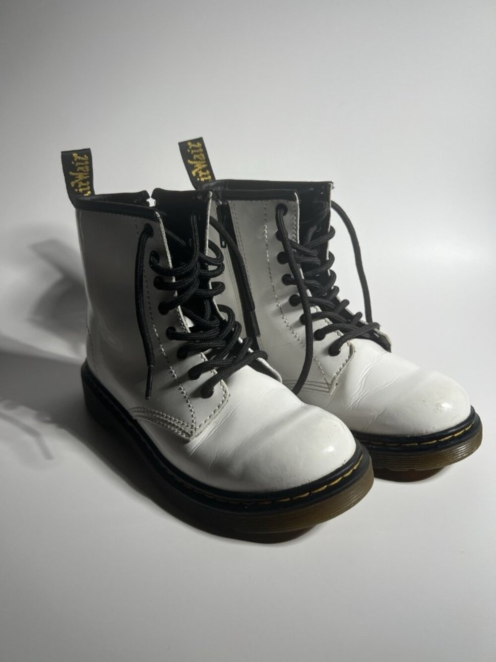 Dr. Martens 1460 J White Patent Leather Boots Kids US 3 UK 2 EU 34
